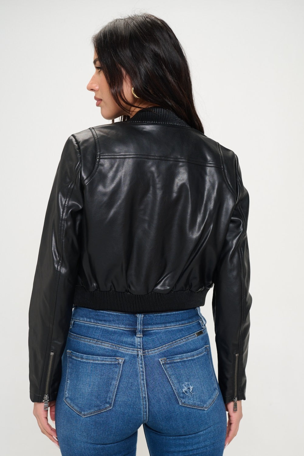 Coalition LA Zip Up Cropped Bomber Jacket-Angel Casuals