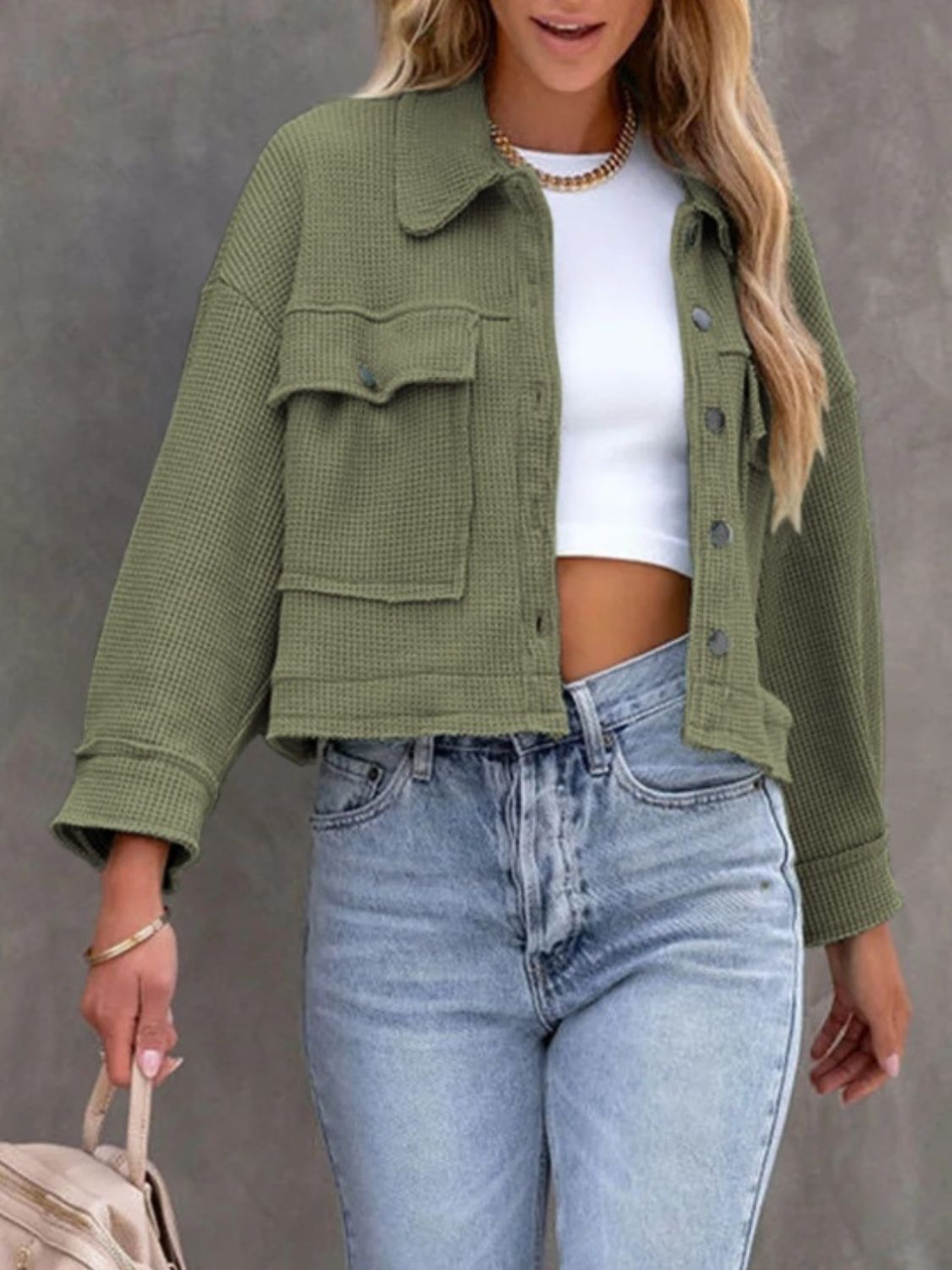 Button Up Long Sleeve Jacket-Angel Casuals
