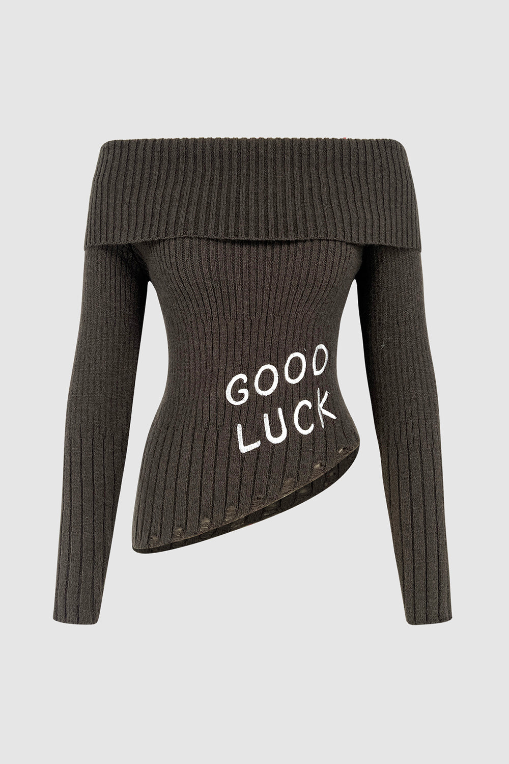 GOOD LUCK Distressed Off-Shoulder Sweater-Angel Casuals