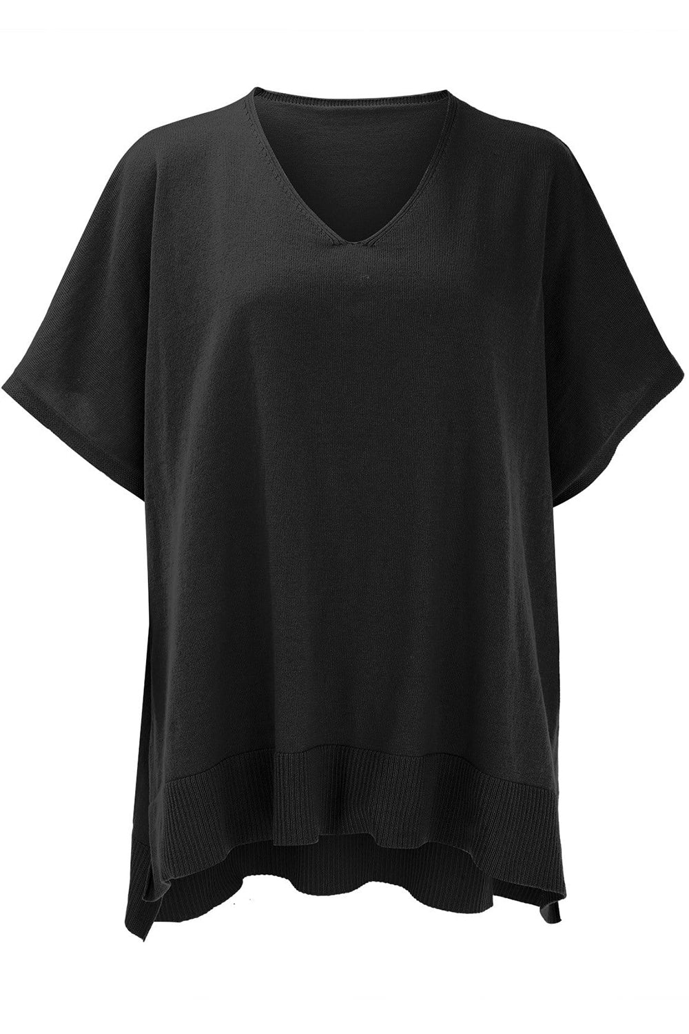 Slit V-Neck Half Sleeve Knit Top-Angel Casuals