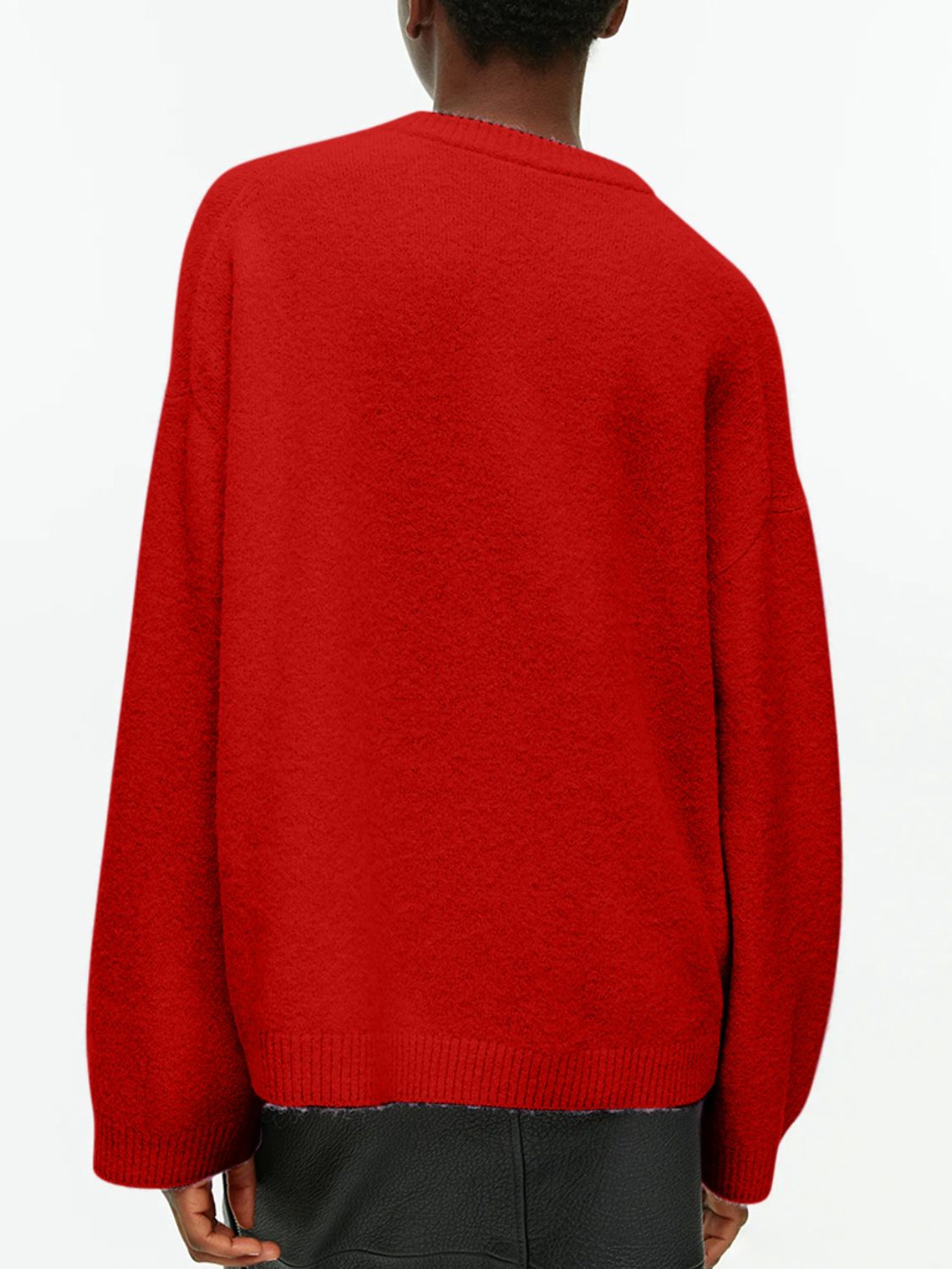 Round Neck Drop Shoulder Sweater-Angel Casuals