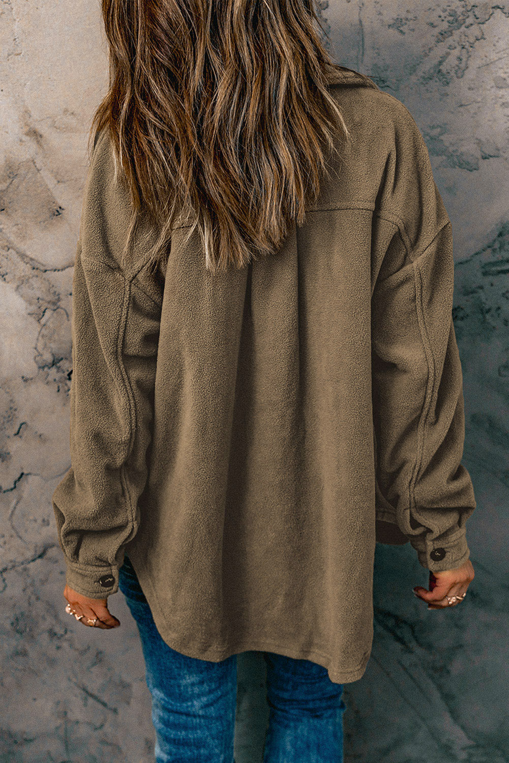 Button Up Collared Neck Long Sleeve Jacket-Angel Casuals