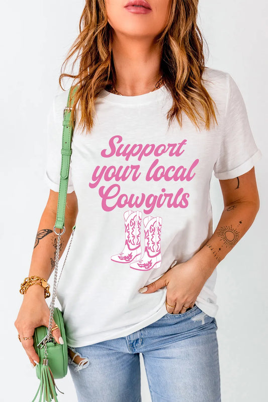 Letter Graphic Round Neck Short Sleeve T-Shirt-Angel Casuals