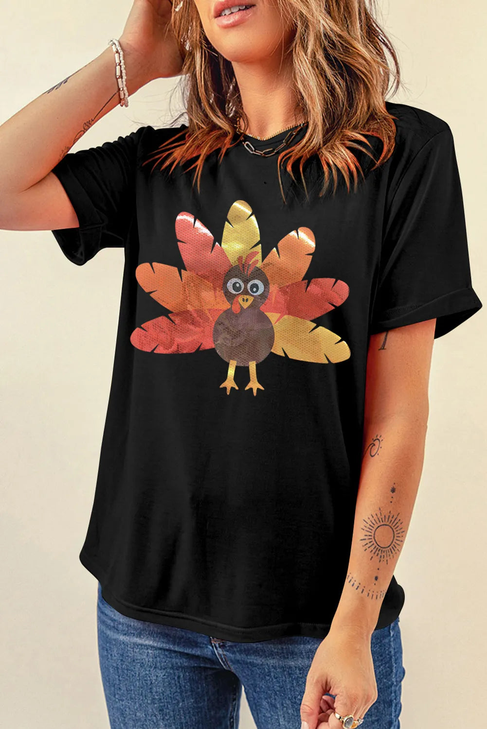 Graphic Round Neck Short Sleeve T-Shirt-Angel Casuals