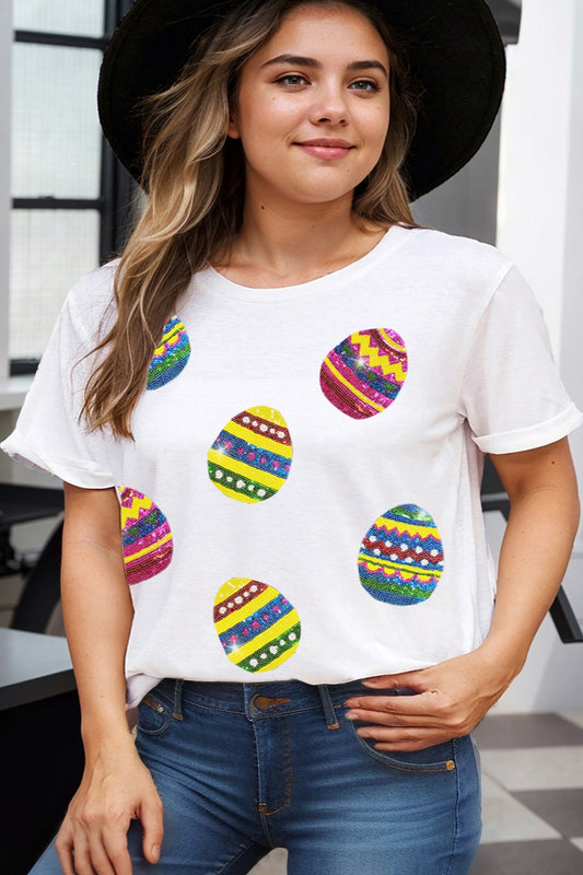 Plus Size Easter Round Neck Short Sleeve T-Shirt-Angel Casuals