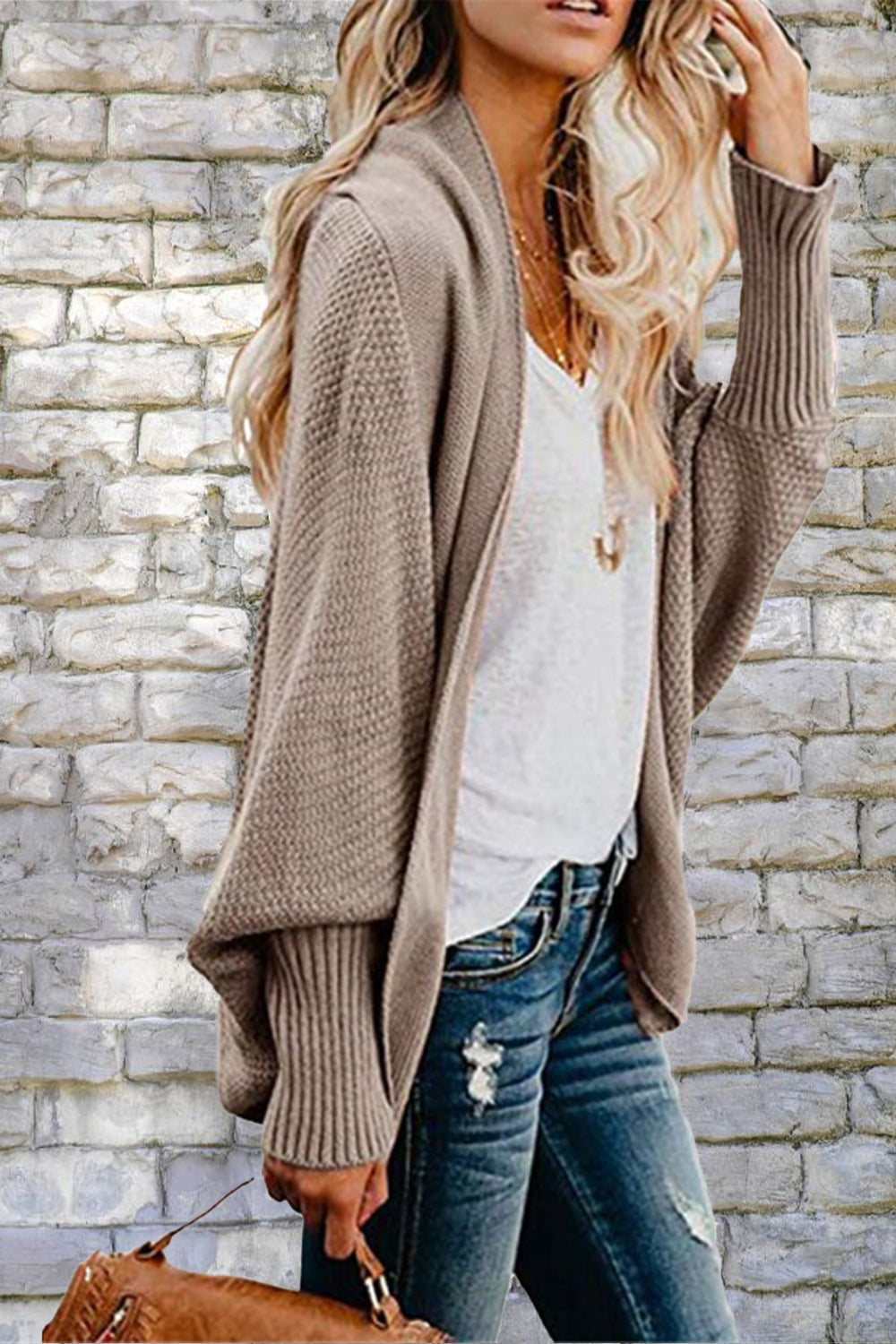 Open Front Dolman Sleeve Longline Cardigan-Angel Casuals