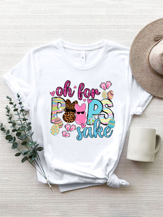 OH FOR PEEPS SAKE Round Neck T-Shirt-Angel Casuals