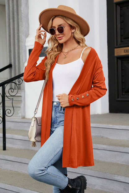 Long Sleeve Open Front Cardigan-Angel Casuals