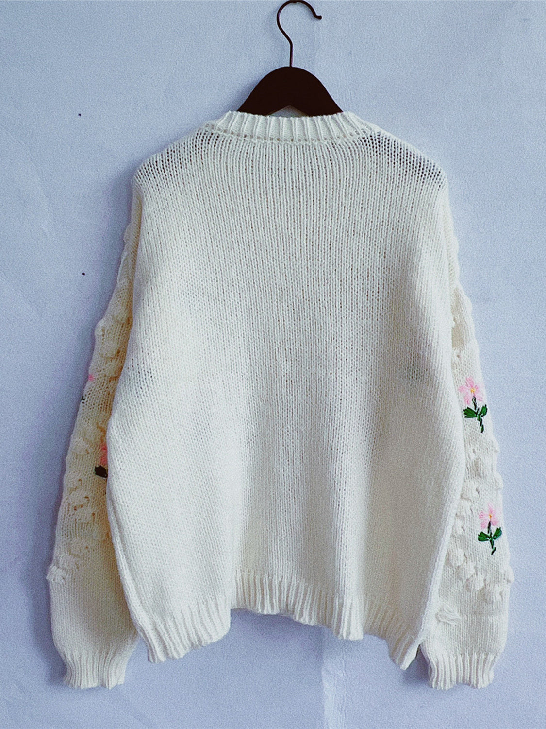 Floral Button Up Round Neck Long Sleeve Cardigan-Angel Casuals