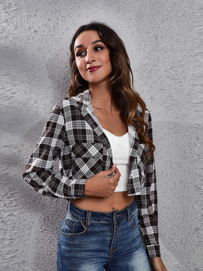 Collared Neck Decorative Pockets Jacket-Angel Casuals