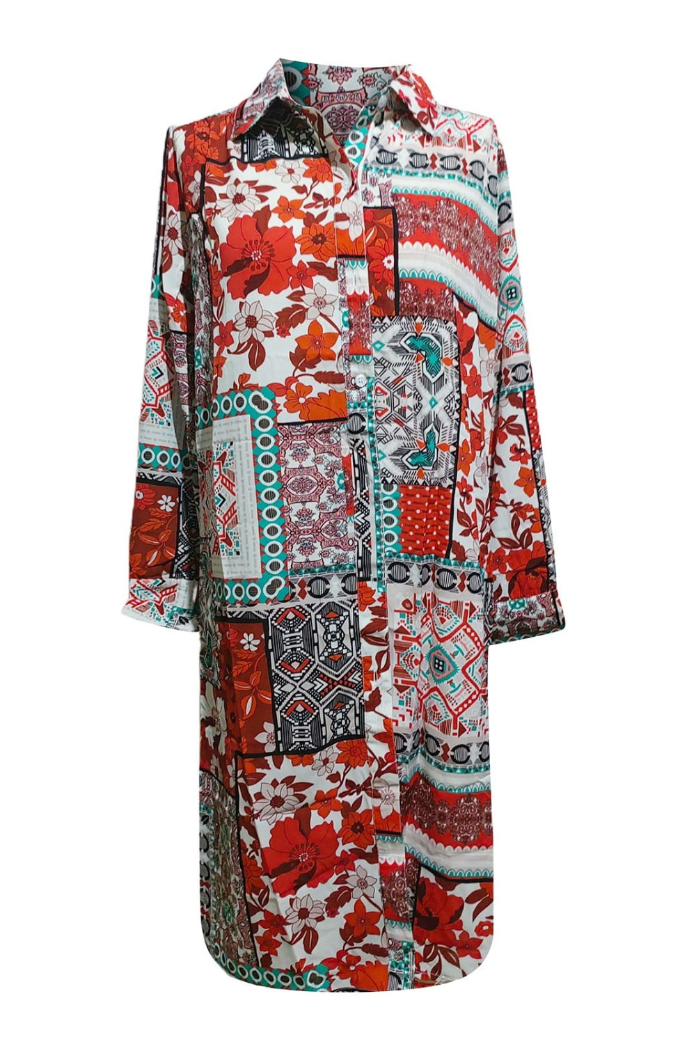 Printed Button Up Long Sleeve Cardigan-Angel Casuals