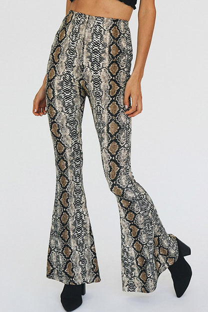 Snakeskin Print Flare Pants-Angel Casuals