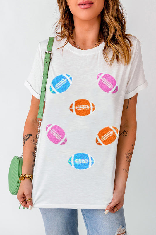 Football Round Neck Short Sleeve T-Shirt-Angel Casuals