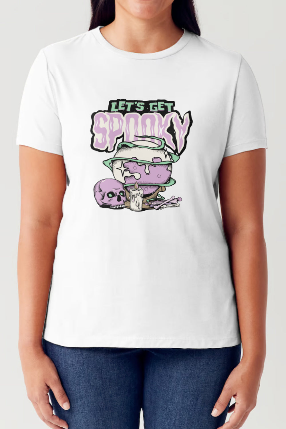 Simply Love Full Size LET'S GET SPOOKY Short Sleeve Tubular T-Shirt-Angel Casuals