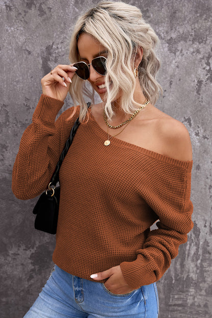 Crisscross Back Boat Neck Sweater-Angel Casuals