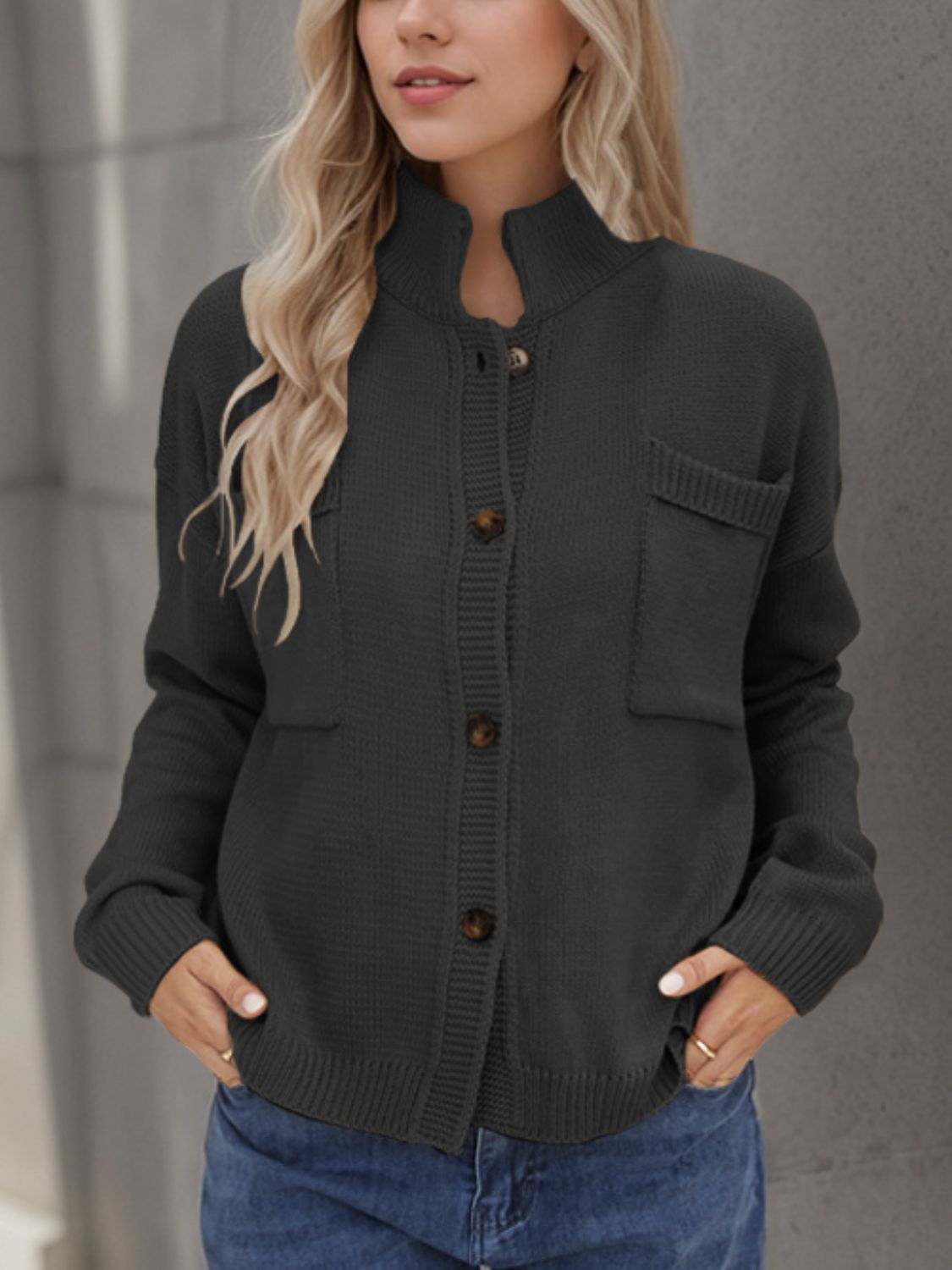 Button Up Long Sleeve Cardigan-Angel Casuals