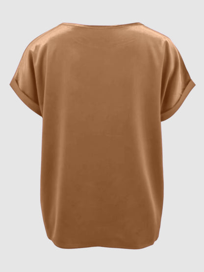 Round Neck Short Sleeve T-Shirt-Angel Casuals