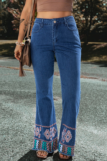 Embroidered Bootcut Jeans-Angel Casuals