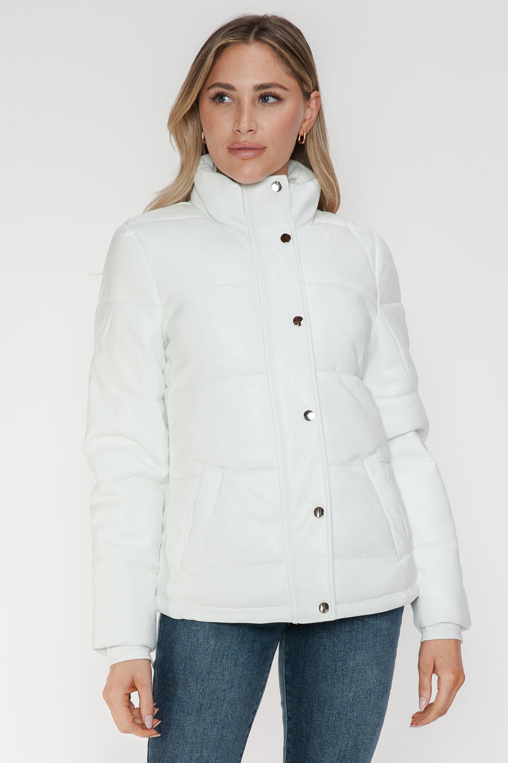 YMI Pocketed Zip Up Turtleneck Puffer Jacket-Angel Casuals