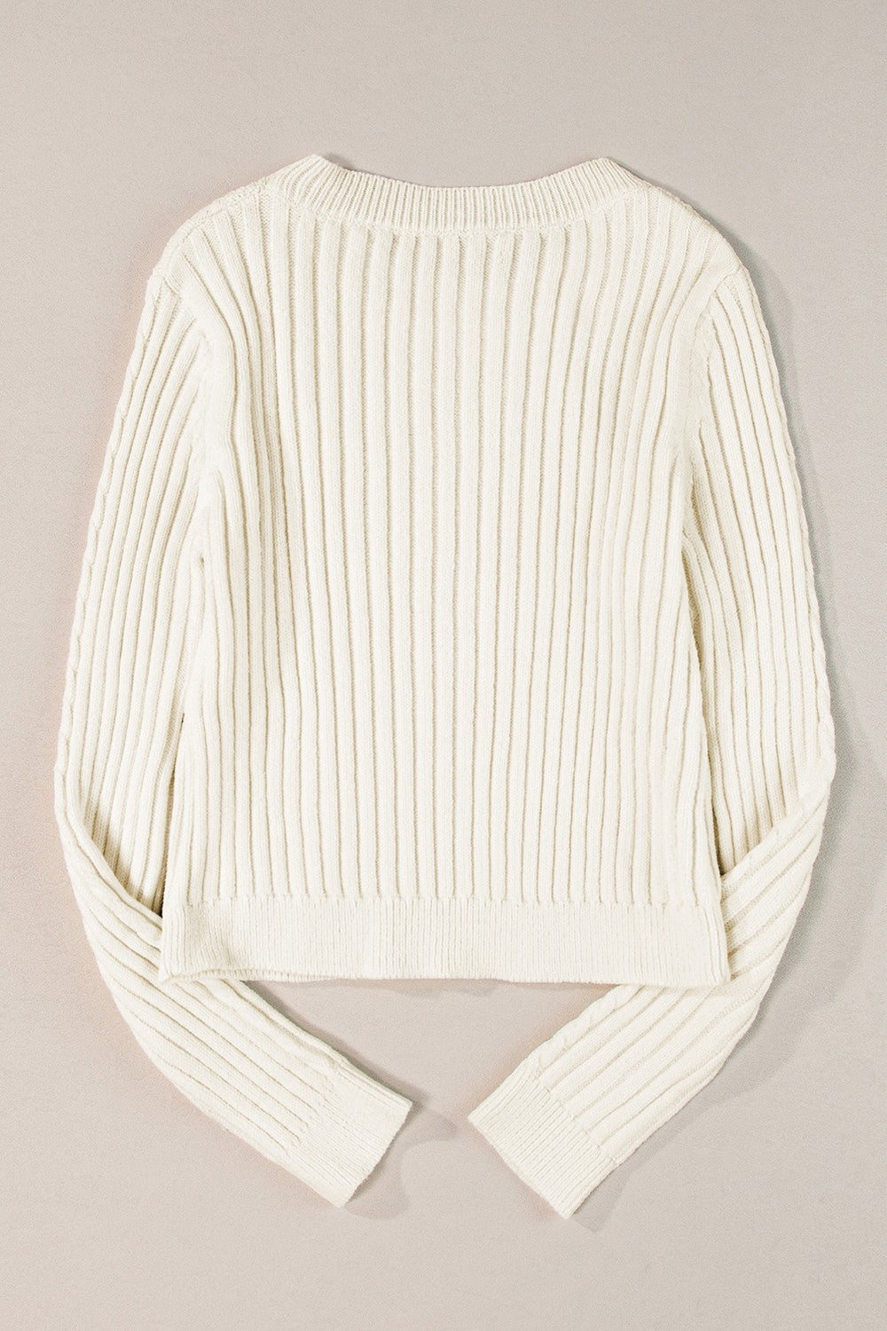 Cable-Knit Round Neck Long Sleeve Sweater-Angel Casuals