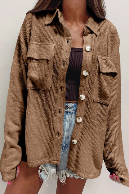 Button Up Long Sleeve Shacket-Angel Casuals