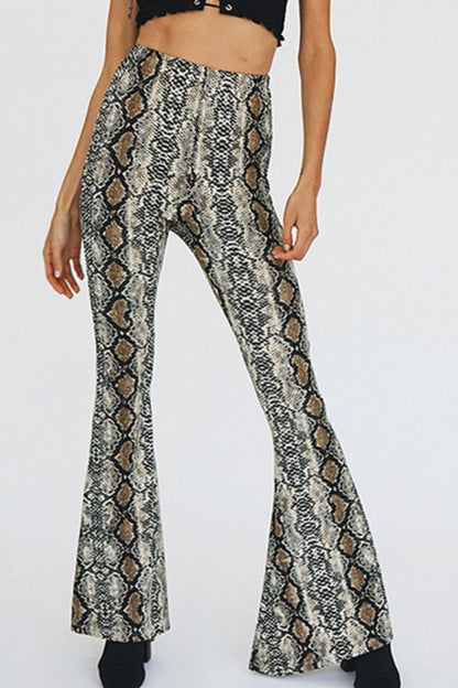 Snakeskin Print Flare Pants-Angel Casuals