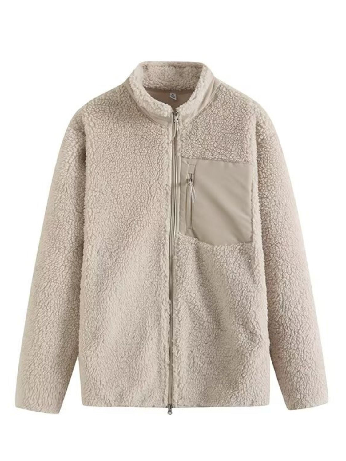 Zip Up Long Sleeve Plush Jacket-Angel Casuals