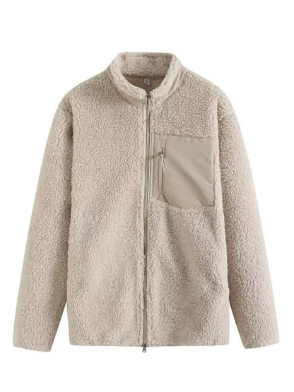 Zip Up Long Sleeve Plush Jacket-Angel Casuals