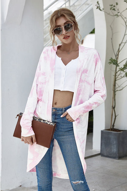 Tie-Dye Open Front Longline Cardigan-Angel Casuals