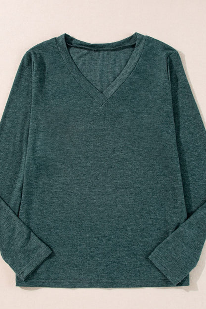 V-Neck Long Sleeve T-Shirt-Angel Casuals