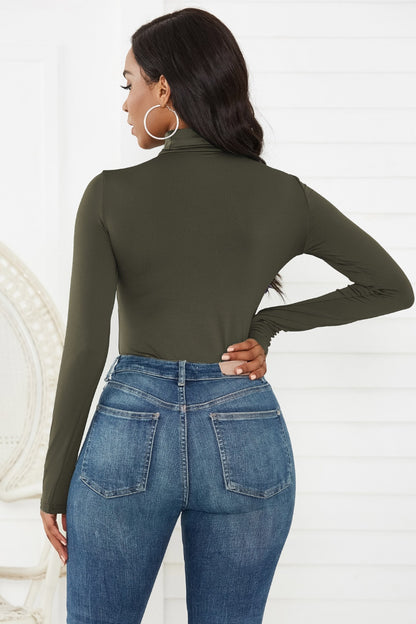 Turtleneck Long Sleeve Bodysuit-Angel Casuals