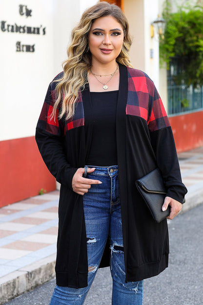 Plus Size Open Front Dropped Shoulder Cardigan-Angel Casuals