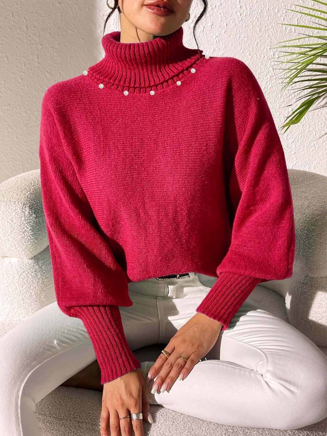 Turtleneck Long Sleeve Sweater-Angel Casuals