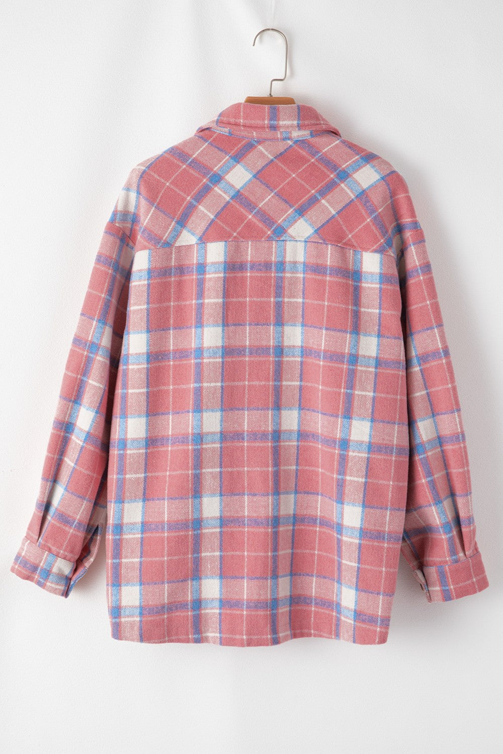 Plaid Button Up Long Sleeve Shacket-Angel Casuals