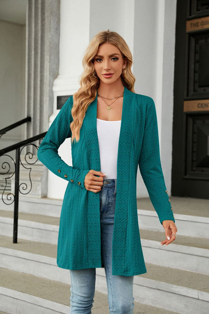 Long Sleeve Open Front Cardigan-Angel Casuals