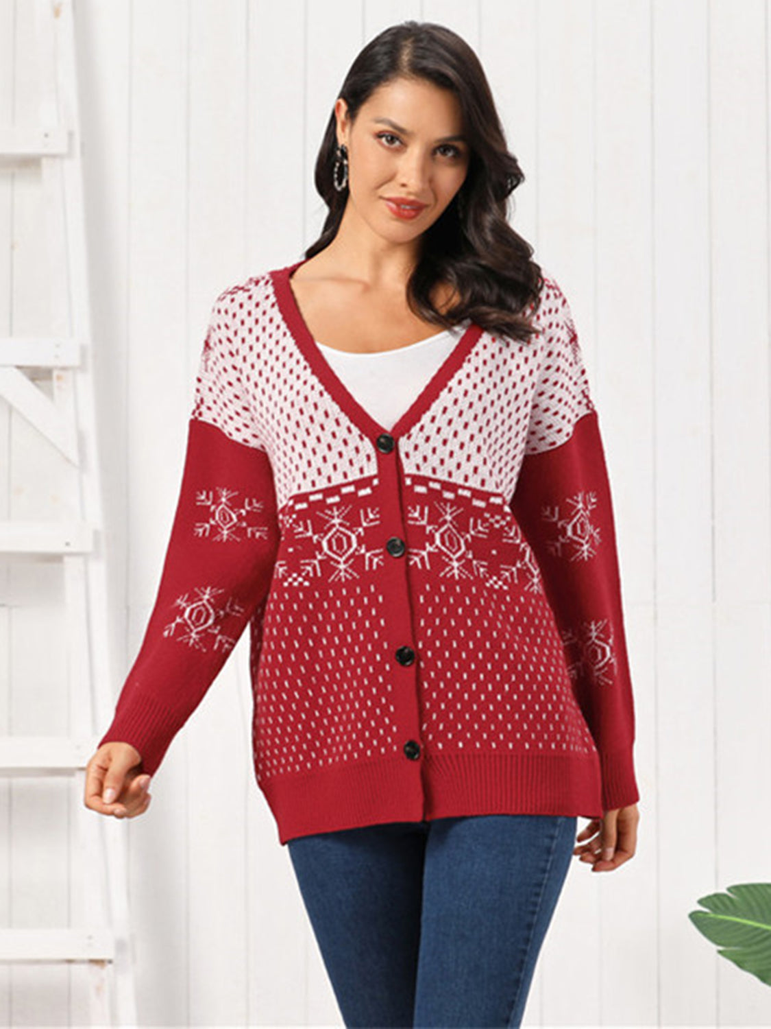 Snowflake Button Down Cardigan-Angel Casuals