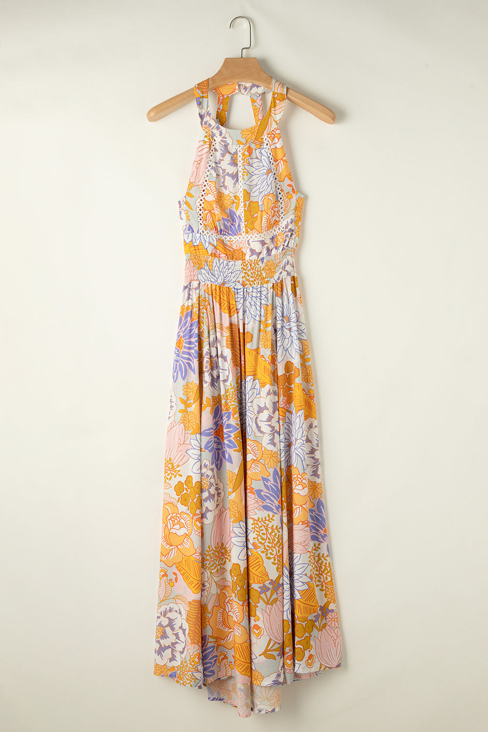 Tied Printed Grecian Sleeveless Maxi Dress-Angel Casuals