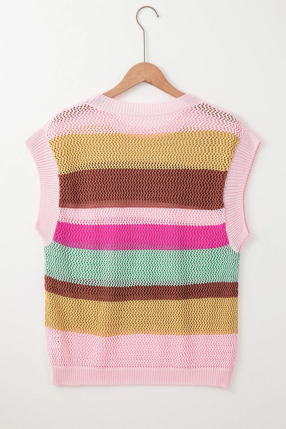 Color Block Round Neck Cap Sleeve Knit Top-Angel Casuals