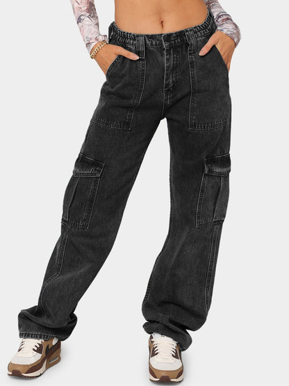 Straight Jeans with Pockets-Angel Casuals