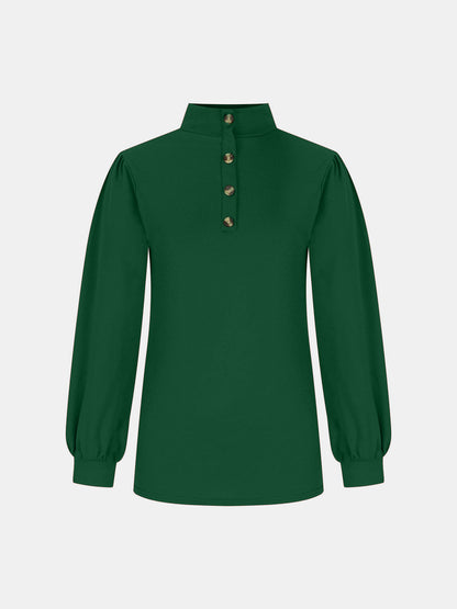 Full Size Mock Neck Long Sleeve T-Shirt-Angel Casuals