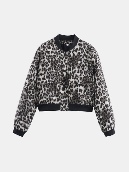 Pocketed Snap Down Baseball Collar Jacket-Angel Casuals