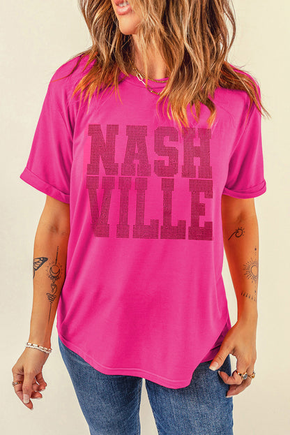 NASHVILLE Round Neck Short Sleeve T-Shirt-Angel Casuals