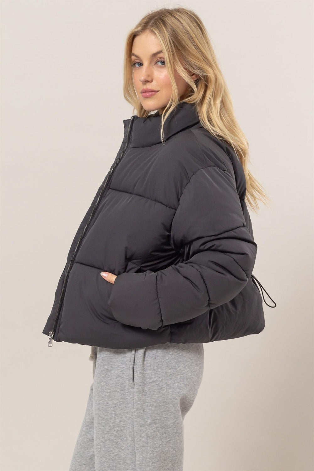 HYFVE Quilted Back Drawstring Puffer Jacket-Angel Casuals