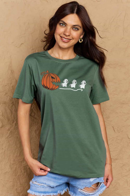 Simply Love Full Size Jack-O'-Lantern Graphic Cotton T-Shirt-Angel Casuals