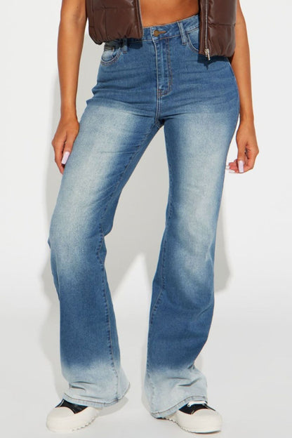 Pocketed Buttoned Straight Jeans-Angel Casuals