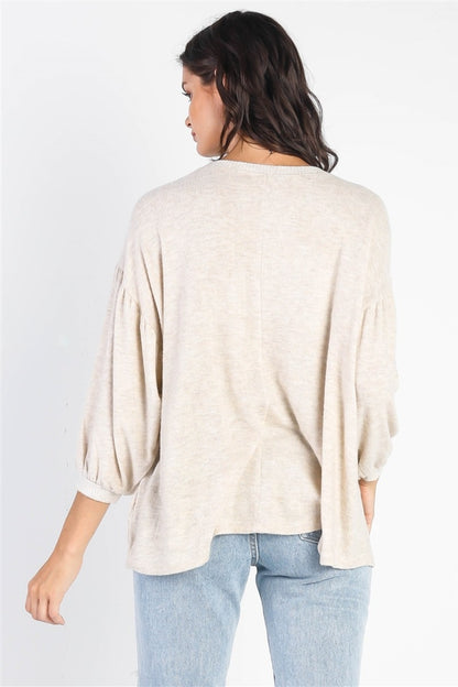 Cherish Apparel Drop Shoulder Puff Sleeve Top-Angel Casuals