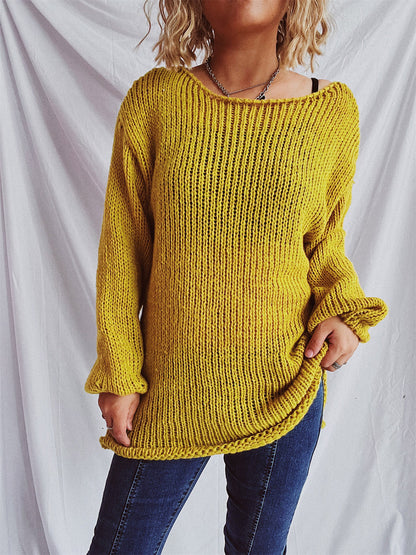 Boat Neck Dropped Shoulder Sweater-Angel Casuals