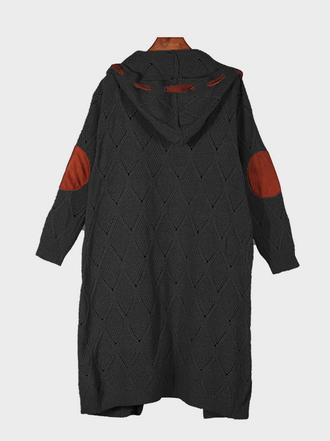 Openwork Long Sleeve Open Front Hooded Cardigan-Angel Casuals