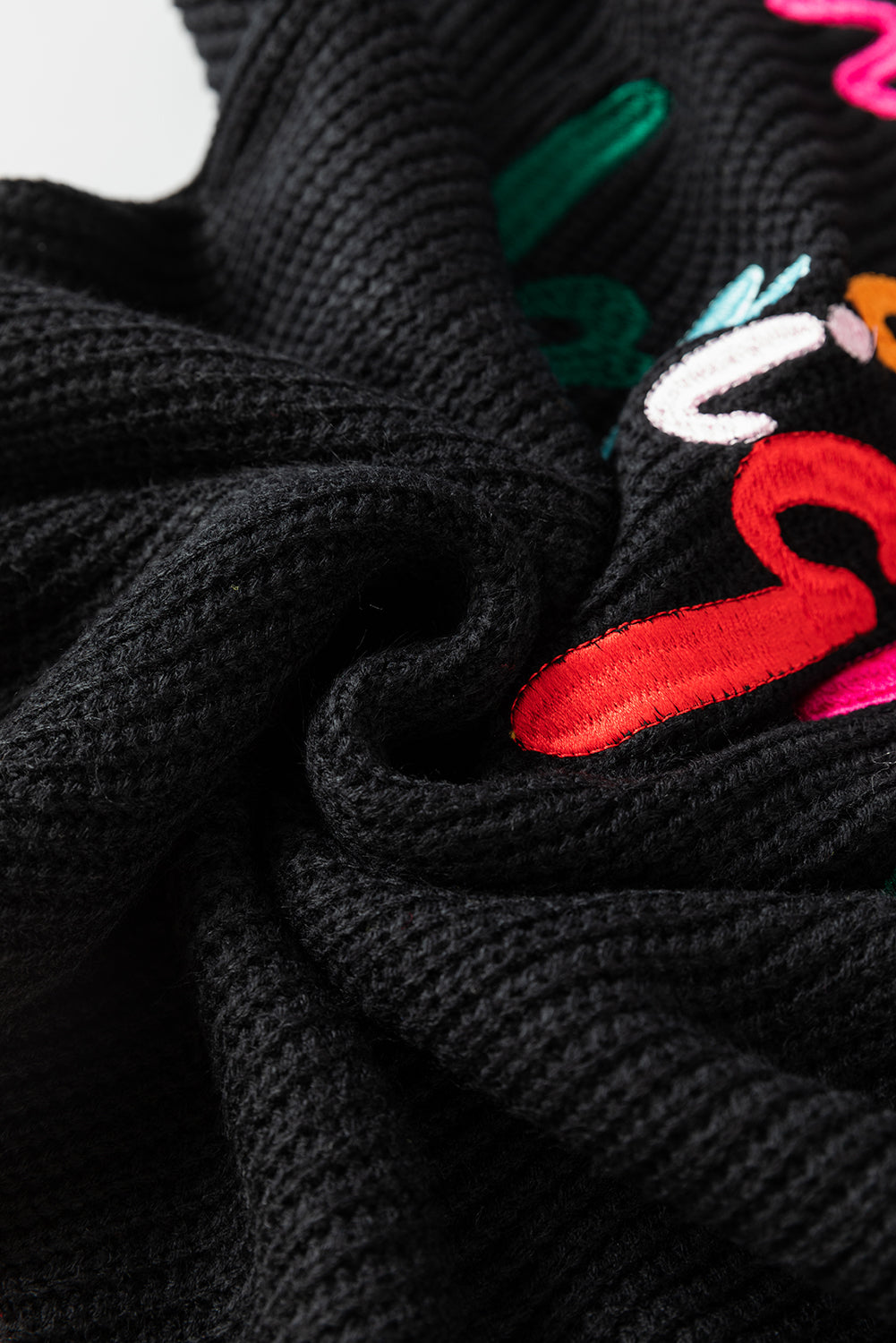 MERRY & BRIGHT Ribbed Round Neck Sweater-Angel Casuals