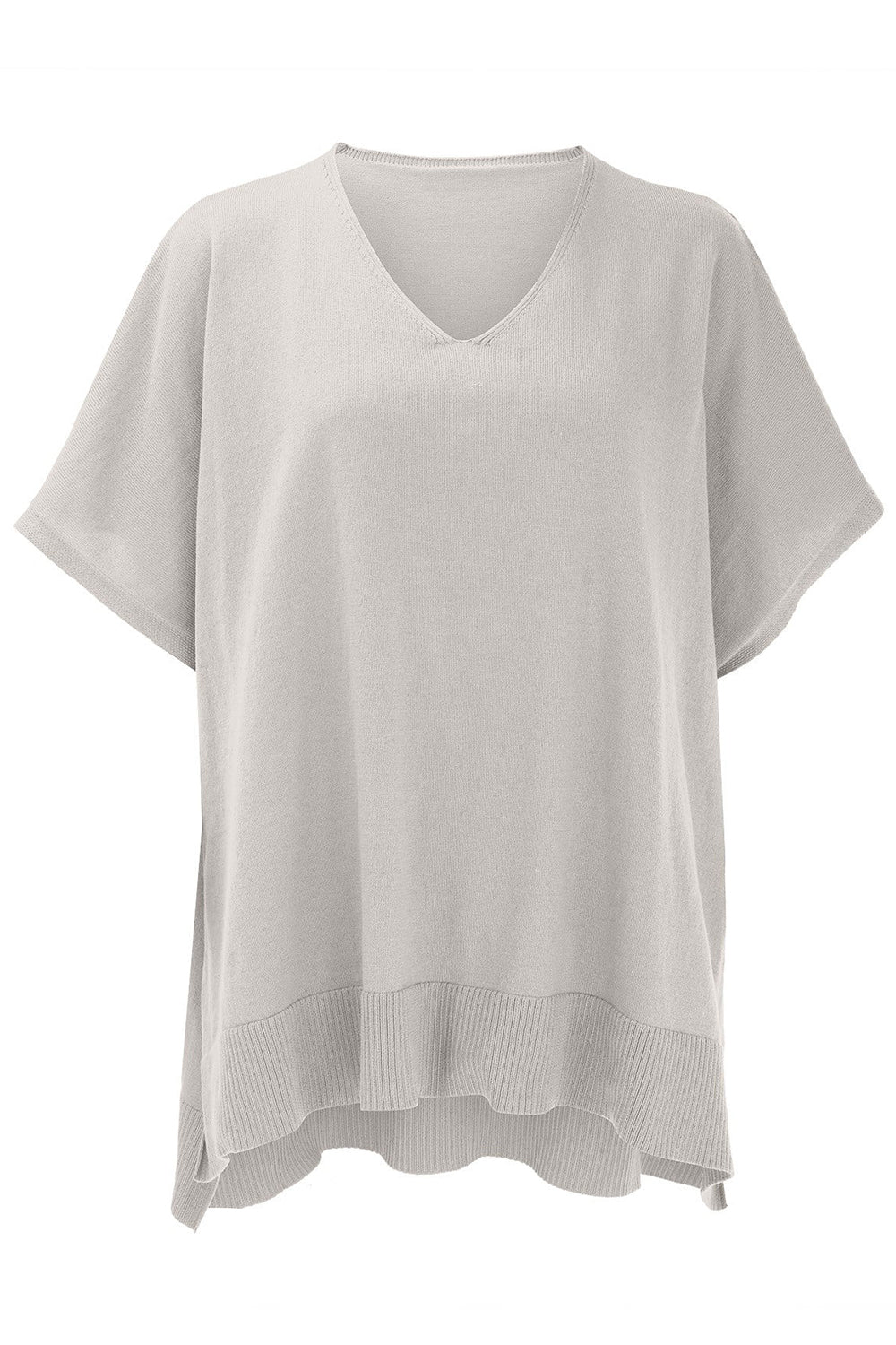 Slit V-Neck Half Sleeve Knit Top-Angel Casuals